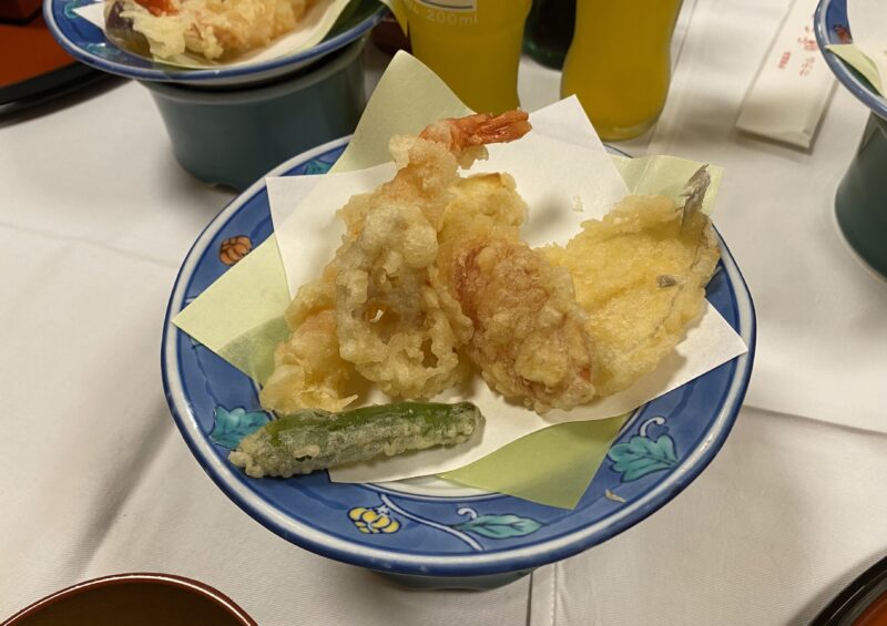 ホテル暖香園での夕食（1日目）天ぷら