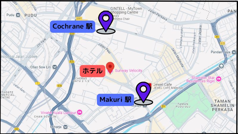 Sunway Velocity Hotelの最寄り駅地図